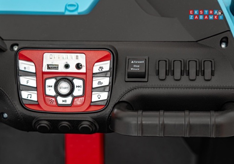 Faster buggy na akumulator dwuosobowy - niebieski, 2x150W, 24V/10Ah, ekoskóra, Bluetooth, EVA, LED [S608]