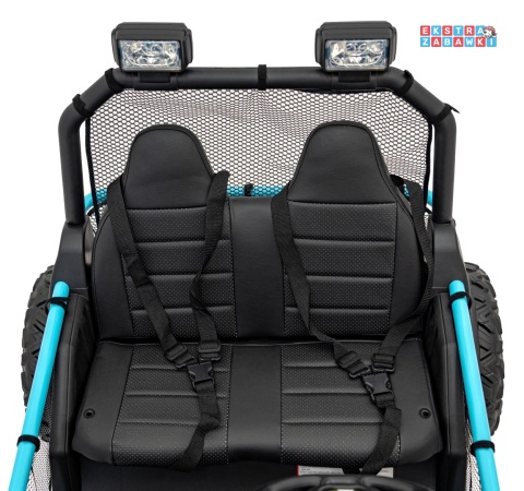 Faster buggy na akumulator dwuosobowy - niebieski, 2x150W, 24V/10Ah, ekoskóra, Bluetooth, EVA, LED [S608]