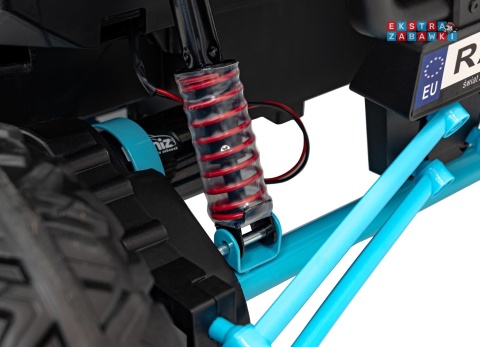 Faster buggy na akumulator dwuosobowy - niebieski, 2x150W, 24V/10Ah, ekoskóra, Bluetooth, EVA, LED [S608]