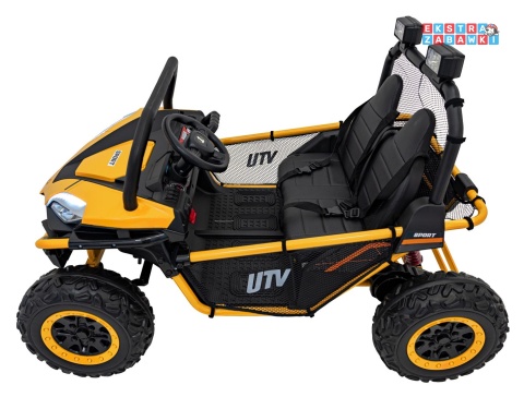 Faster buggy na akumulator dwuosobowy - żółty, 2x150W, 24V/10Ah, ekoskóra, Bluetooth, EVA, LED [S608]