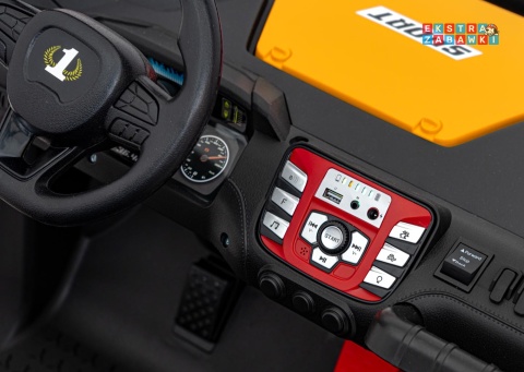Faster buggy na akumulator dwuosobowy - żółty, 2x150W, 24V/10Ah, ekoskóra, Bluetooth, EVA, LED [S608]