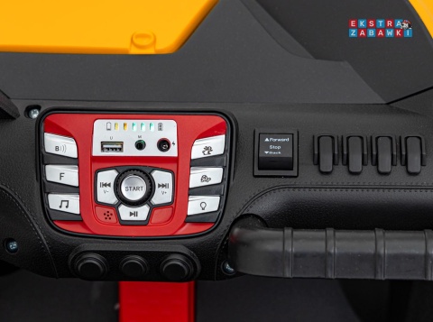 Faster buggy na akumulator dwuosobowy - żółty, 2x150W, 24V/10Ah, ekoskóra, Bluetooth, EVA, LED [S608]