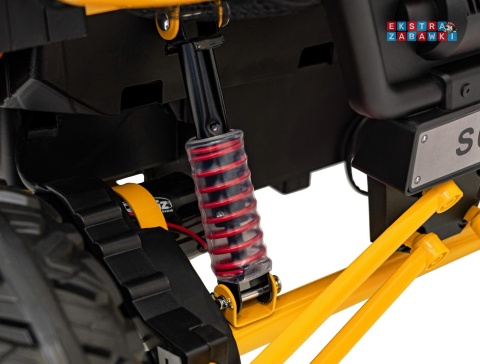 Faster buggy na akumulator dwuosobowy - żółty, 2x150W, 24V/10Ah, ekoskóra, Bluetooth, EVA, LED [S608]
