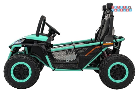 Faster buggy na akumulator dwuosobowy - zielony, 2x150W, 24V/10Ah, ekoskóra, Bluetooth, EVA, LED [S608]