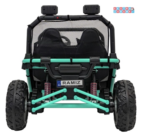Faster buggy na akumulator dwuosobowy - zielony, 2x150W, 24V/10Ah, ekoskóra, Bluetooth, EVA, LED [S608]