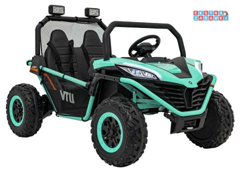 Faster buggy na akumulator dwuosobowy - zielony, 2x150W, 24V/10Ah, ekoskóra, Bluetooth, EVA, LED [S608]
