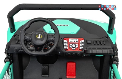 Faster buggy na akumulator dwuosobowy - zielony, 2x150W, 24V/10Ah, ekoskóra, Bluetooth, EVA, LED [S608]