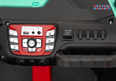 Faster buggy na akumulator dwuosobowy - zielony, 2x150W, 24V/10Ah, ekoskóra, Bluetooth, EVA, LED [S608]