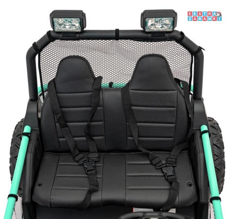 Faster buggy na akumulator dwuosobowy - zielony, 2x150W, 24V/10Ah, ekoskóra, Bluetooth, EVA, LED [S608]