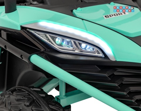 Faster buggy na akumulator dwuosobowy - zielony, 2x150W, 24V/10Ah, ekoskóra, Bluetooth, EVA, LED [S608]