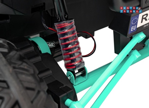 Faster buggy na akumulator dwuosobowy - zielony, 2x150W, 24V/10Ah, ekoskóra, Bluetooth, EVA, LED [S608]