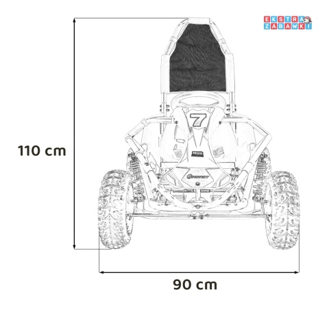 Gokart Mud Monster na akumulator - pomarańczowy, 1x1000W, 48V/20Ah, koła pompowane, sportowe siedzenie z pasami [GK008E]
