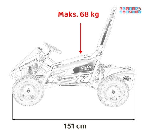 Gokart Mud Monster na akumulator - pomarańczowy, 1x1000W, 48V/20Ah, koła pompowane, sportowe siedzenie z pasami [GK008E]