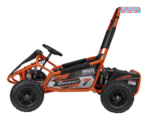 Gokart Mud Monster na akumulator - pomarańczowy, 1x1000W, 48V/20Ah, koła pompowane, sportowe siedzenie z pasami [GK008E]