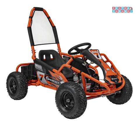 Gokart Mud Monster na akumulator - pomarańczowy, 1x1000W, 48V/20Ah, koła pompowane, sportowe siedzenie z pasami [GK008E]