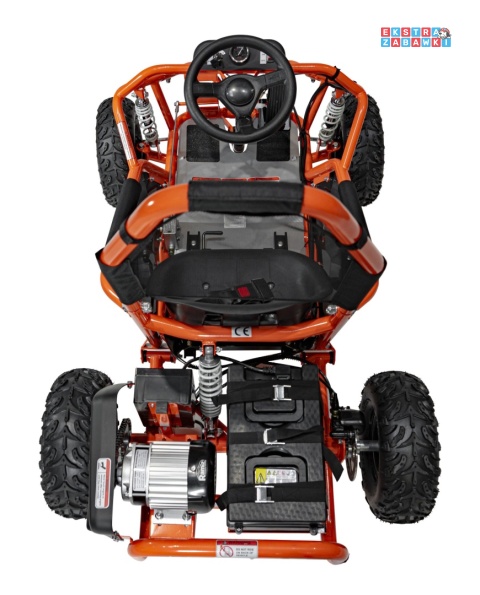 Gokart Mud Monster na akumulator - pomarańczowy, 1x1000W, 48V/20Ah, koła pompowane, sportowe siedzenie z pasami [GK008E]