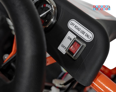 Gokart Mud Monster na akumulator - pomarańczowy, 1x1000W, 48V/20Ah, koła pompowane, sportowe siedzenie z pasami [GK008E]
