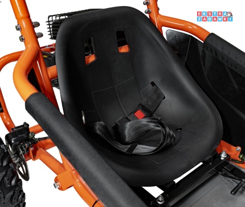 Gokart Mud Monster na akumulator - pomarańczowy, 1x1000W, 48V/20Ah, koła pompowane, sportowe siedzenie z pasami [GK008E]