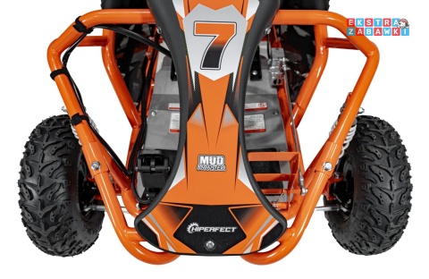 Gokart Mud Monster na akumulator - pomarańczowy, 1x1000W, 48V/20Ah, koła pompowane, sportowe siedzenie z pasami [GK008E]