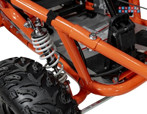 Gokart Mud Monster na akumulator - pomarańczowy, 1x1000W, 48V/20Ah, koła pompowane, sportowe siedzenie z pasami [GK008E]