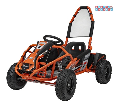 Gokart Mud Monster na akumulator - pomarańczowy, 1x1000W, 48V/20Ah, koła pompowane, sportowe siedzenie z pasami [GK008E]