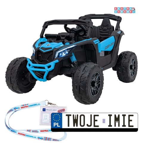 Buggy Maverick ATV CAN-AM na akumulator - niebieski, 4x200W 24V/5Ah, pilot, EVA, pokrowiec, LED, MP3, BT [CA003]