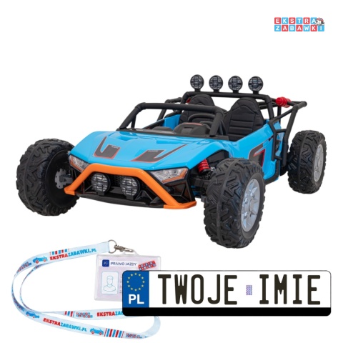 Buggy Racing 5 dwuosobowy na akumulator - niebieski, 2x200W 24V/7Ah, pilot, panel audio, LED, wolny start [JS3168]