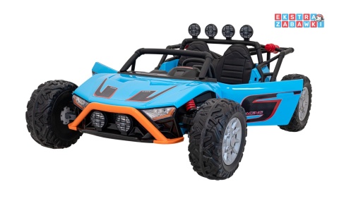 Buggy Racing 5 dwuosobowy na akumulator - niebieski, 2x200W 24V/7Ah, pilot, panel audio, LED, wolny start [JS3168]