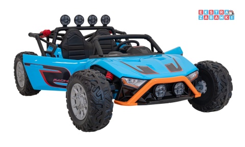 Buggy Racing 5 dwuosobowy na akumulator - niebieski, 2x200W 24V/7Ah, pilot, panel audio, LED, wolny start [JS3168]