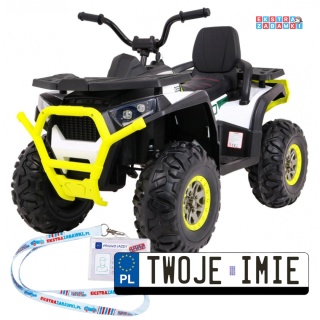 Quad ATV Desert na akumulator - biały, 4x45W 12V/10Ah, pilot, kluczyki, ekoskóra, EVA, LED, panel audio [XMX-607]