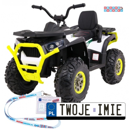 Quad ATV Desert na akumulator - biały, 4x45W 12V/10Ah, pilot, kluczyki, ekoskóra, EVA, LED, panel audio [XMX-607]