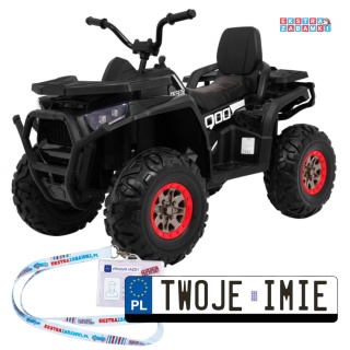 Quad ATV Desert na akumulator - czarny, 4x45W 12V/10Ah, pilot, kluczyki, ekoskóra, EVA, LED, panel audio [XMX-607]