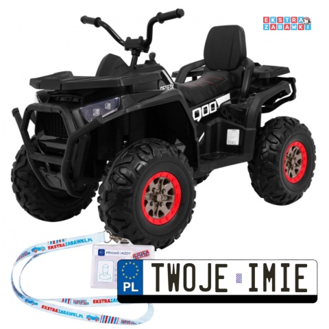 Quad ATV Desert na akumulator - czarny, 4x45W 12V/10Ah, pilot, kluczyki, ekoskóra, EVA, LED, panel audio [XMX-607]