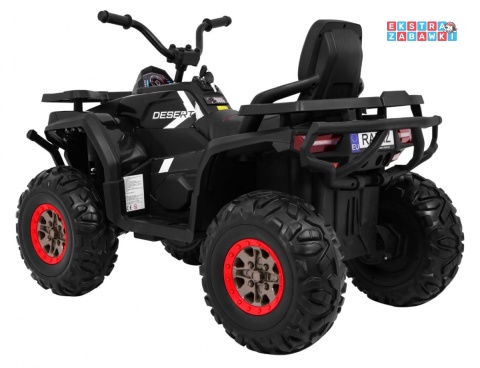 Quad ATV Desert na akumulator - czarny, 4x45W 12V/10Ah, pilot, kluczyki, ekoskóra, EVA, LED, panel audio [XMX-607]