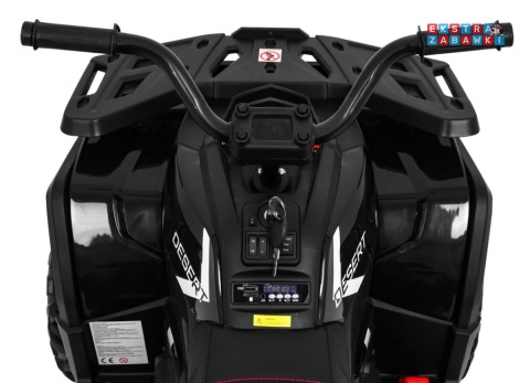 Quad ATV Desert na akumulator - czarny, 4x45W 12V/10Ah, pilot, kluczyki, ekoskóra, EVA, LED, panel audio [XMX-607]