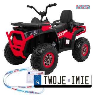 Quad ATV Desert na akumulator - czerwony, 4x45W 12V/10Ah, pilot, kluczyki, ekoskóra, EVA, LED, panel audio [XMX-607]