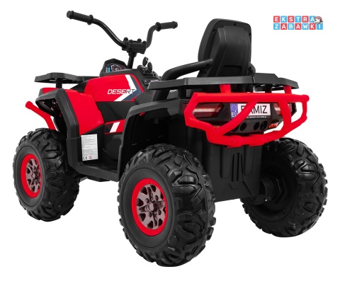 Quad ATV Desert na akumulator - czerwony, 4x45W 12V/10Ah, pilot, kluczyki, ekoskóra, EVA, LED, panel audio [XMX-607]