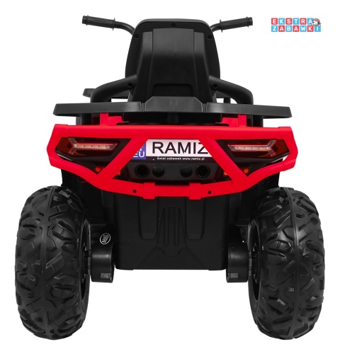 Quad ATV Desert na akumulator - czerwony, 4x45W 12V/10Ah, pilot, kluczyki, ekoskóra, EVA, LED, panel audio [XMX-607]