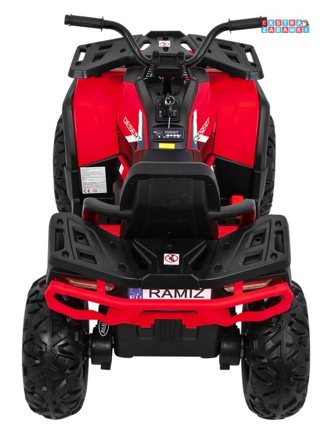 Quad ATV Desert na akumulator - czerwony, 4x45W 12V/10Ah, pilot, kluczyki, ekoskóra, EVA, LED, panel audio [XMX-607]