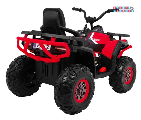 Quad ATV Desert na akumulator - czerwony, 4x45W 12V/10Ah, pilot, kluczyki, ekoskóra, EVA, LED, panel audio [XMX-607]
