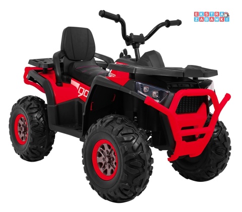 Quad ATV Desert na akumulator - czerwony, 4x45W 12V/10Ah, pilot, kluczyki, ekoskóra, EVA, LED, panel audio [XMX-607]
