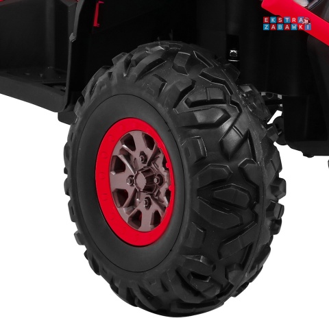 Quad ATV Desert na akumulator - czerwony, 4x45W 12V/10Ah, pilot, kluczyki, ekoskóra, EVA, LED, panel audio [XMX-607]
