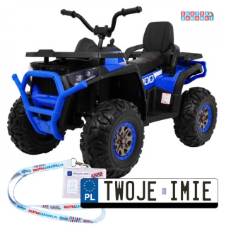 Quad ATV Desert na akumulator - niebieski, 4x45W 12V/10Ah, pilot, kluczyki, ekoskóra, EVA, LED, panel audio [XMX-607]