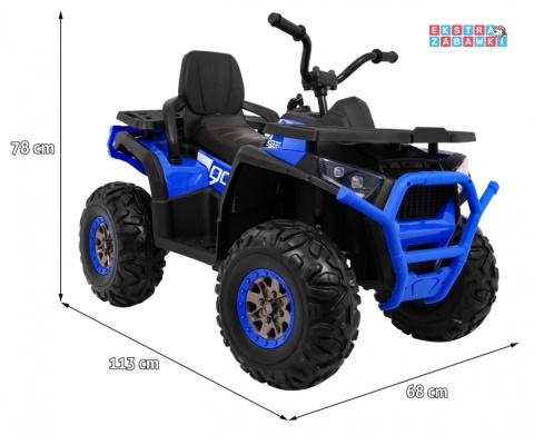 Quad ATV Desert na akumulator - niebieski, 4x45W 12V/10Ah, pilot, kluczyki, ekoskóra, EVA, LED, panel audio [XMX-607]