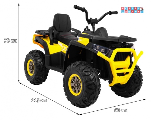 Quad ATV Desert na akumulator - żółty, 4x45W 12V/10Ah, pilot, kluczyki, ekoskóra, EVA, LED, panel audio [XMX-607]