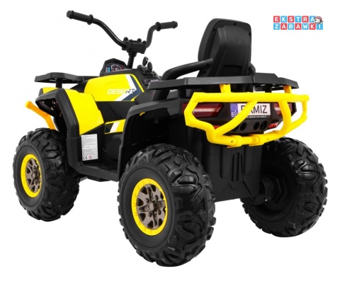 Quad ATV Desert na akumulator - żółty, 4x45W 12V/10Ah, pilot, kluczyki, ekoskóra, EVA, LED, panel audio [XMX-607]