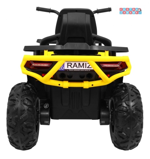 Quad ATV Desert na akumulator - żółty, 4x45W 12V/10Ah, pilot, kluczyki, ekoskóra, EVA, LED, panel audio [XMX-607]