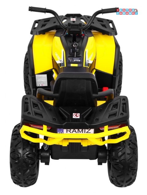 Quad ATV Desert na akumulator - żółty, 4x45W 12V/10Ah, pilot, kluczyki, ekoskóra, EVA, LED, panel audio [XMX-607]