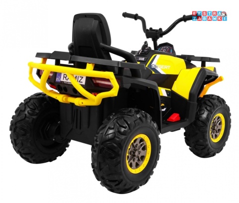 Quad ATV Desert na akumulator - żółty, 4x45W 12V/10Ah, pilot, kluczyki, ekoskóra, EVA, LED, panel audio [XMX-607]