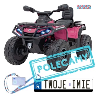 Quad CAN-AM Outlander ATV na akumulator - różowy, 4x200W 24V/7Ah, EVA, LED, ekoskóra [CA005]